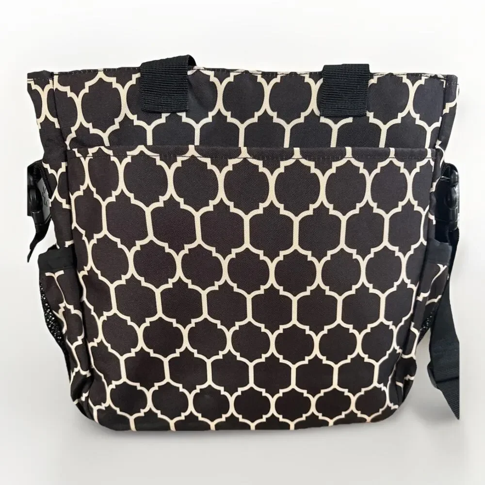 Skip Hop Duo Signature Diaper Bag Onyx Tile Black Geometric Messenger Tote Bag